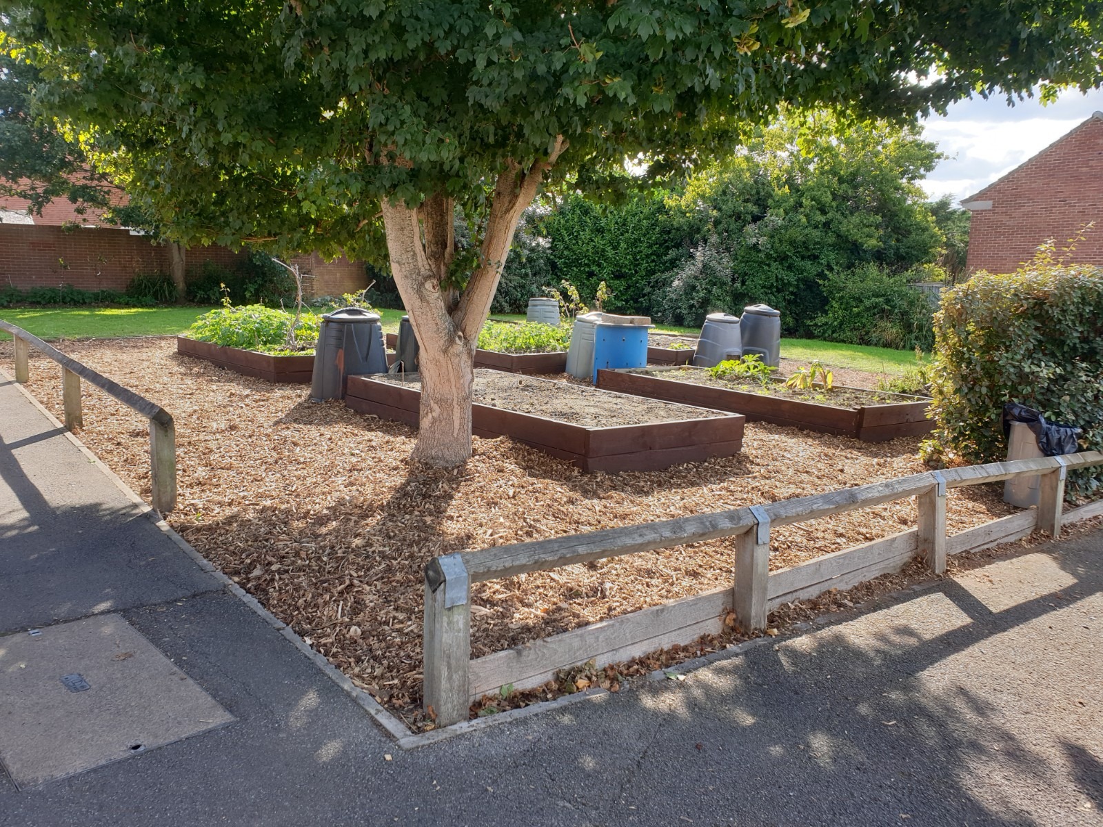 Newly refurbished planters at Studley Green Community Garden