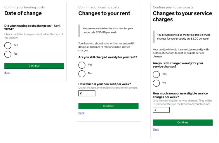 Example of a 'confirm your housing costs' to-do item