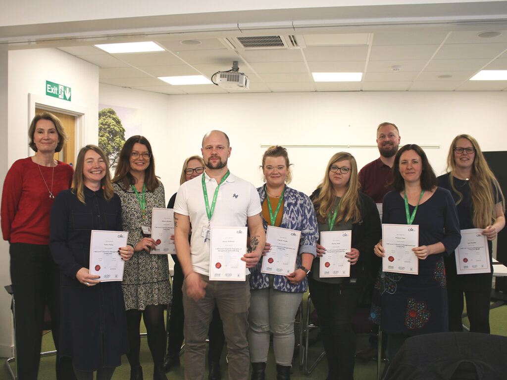 Group of Selwood Housing staff with CMI certificates