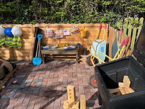 Nursery garden with toys and equipment for children