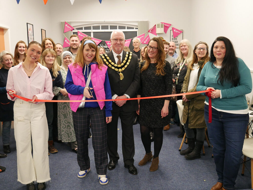 Trowbridge Future staff, youth workers and local councillor cut ribbon to open new Trowbridge youth centre