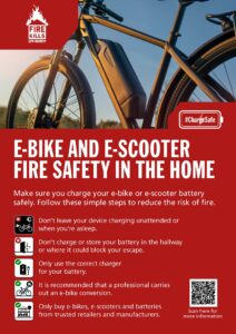 E-Bike and e-scotter fire safety in the home poster