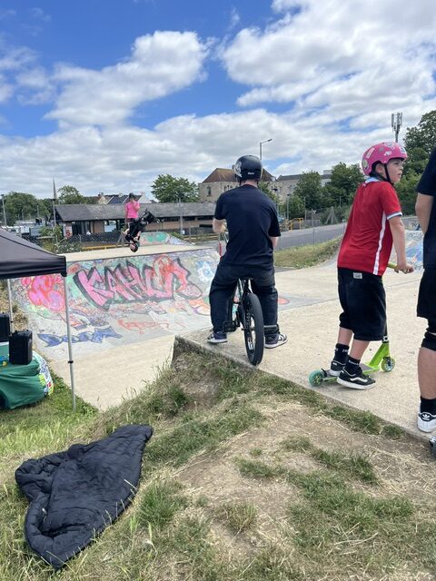 Young people using the skatepark as part of TeenTrowbridge