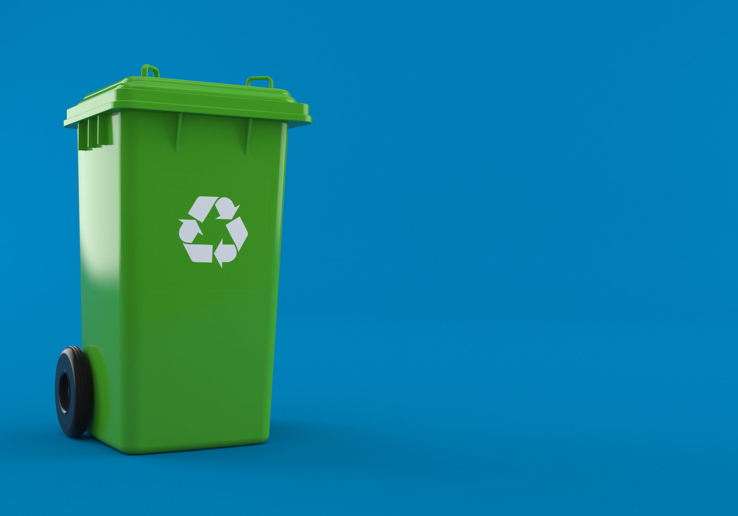 Dustbin isolated on blue background